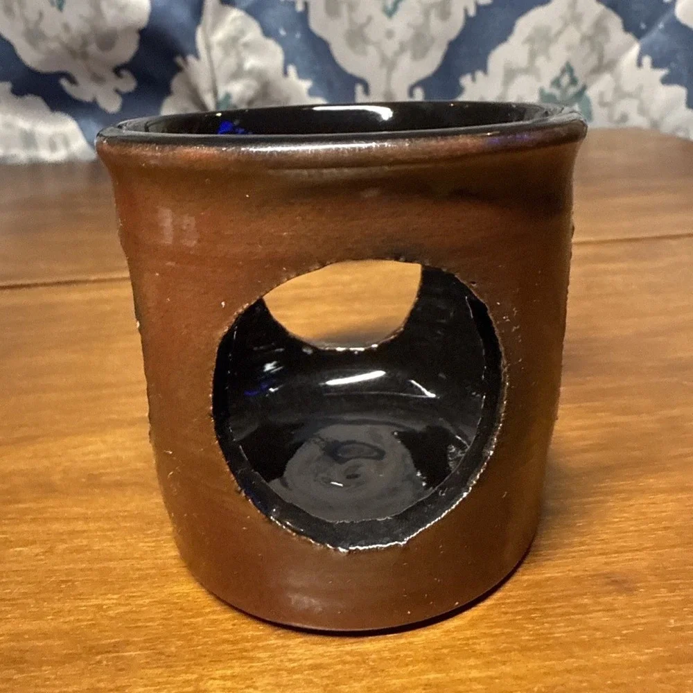 Vintage‎ Terra-cotta tea light candle holder 1992 Red/ Black